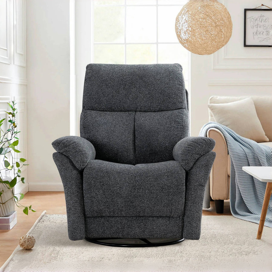 Hawn 33.5'' Wide Modern and Super Soft Swivel and Rocker Manual Recliner Chair